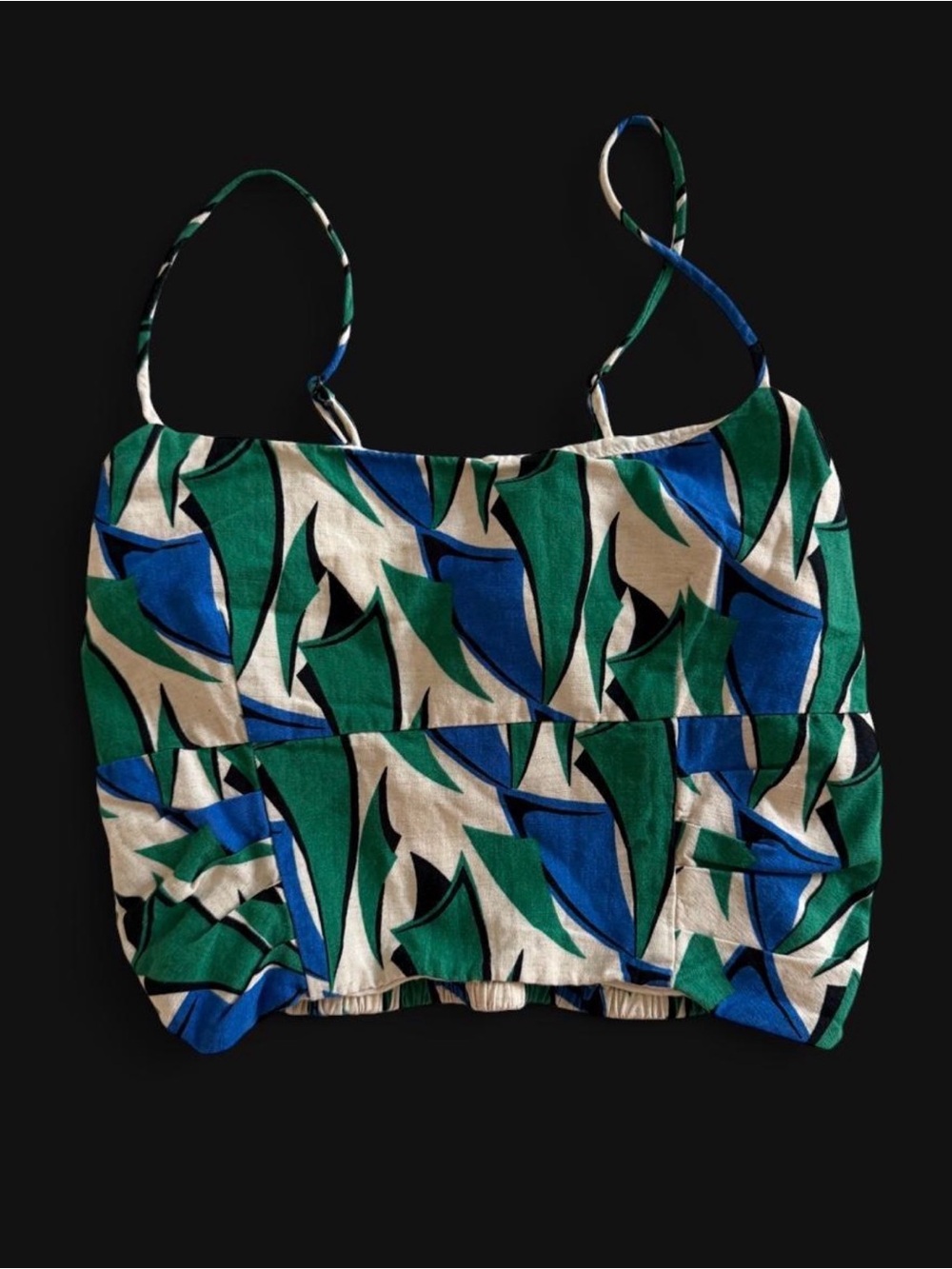 Zara Blue, Green & White Patterned Crop Top